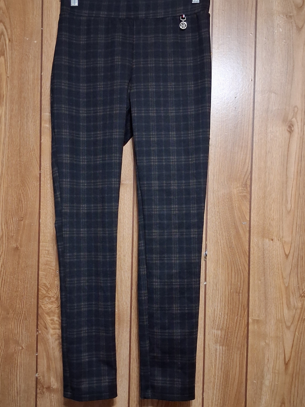Tommy Hilfiger Ponte Plaid Pants Black/Gray Size 6 Preppy Blokecore